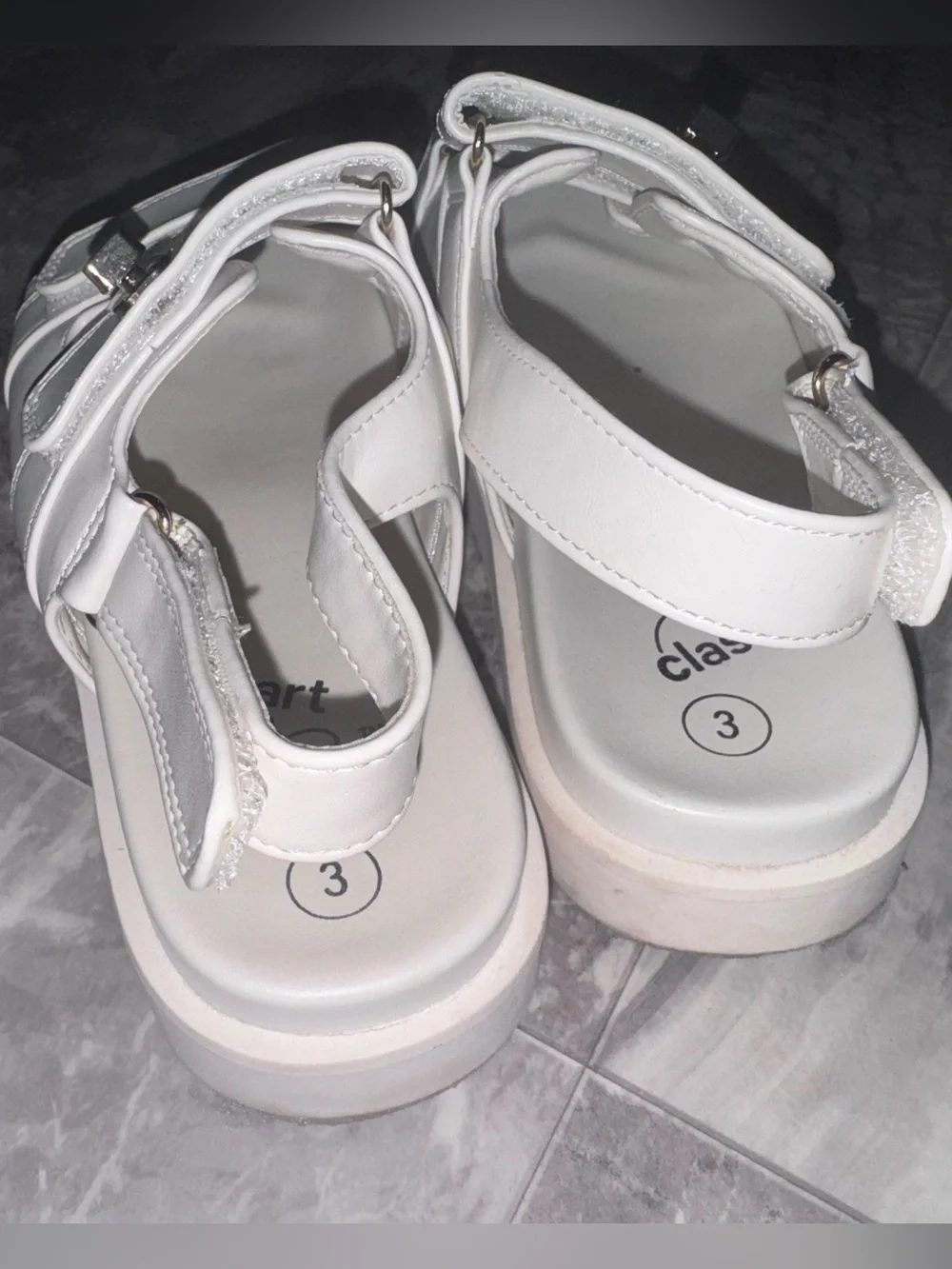 Art Class Girls White Platform Sandals Size 3 Adjustable Strap